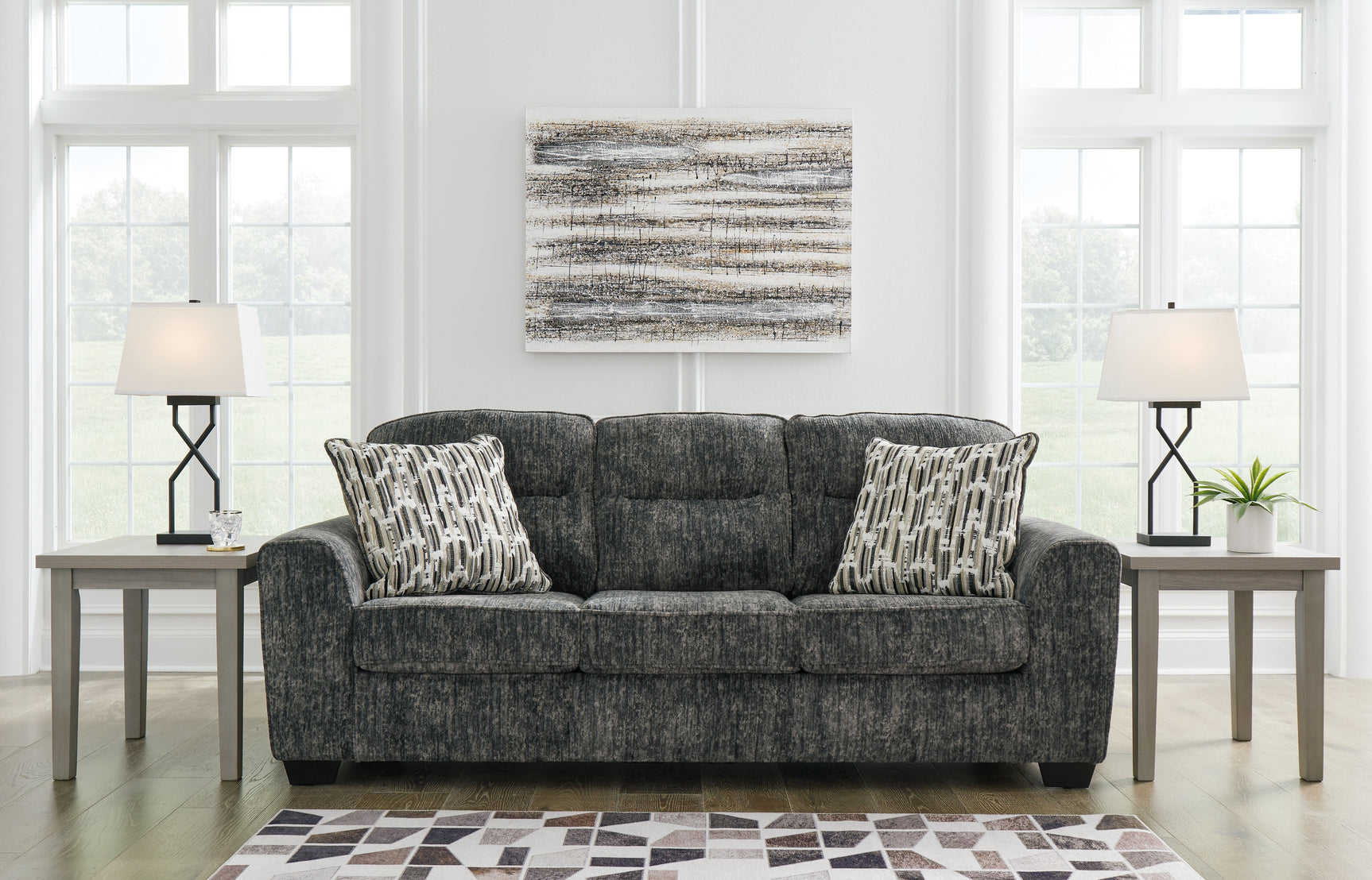 Lonoke Gunmetal Sofa and Oversized Chair (Online Special Price) - Ornate Home