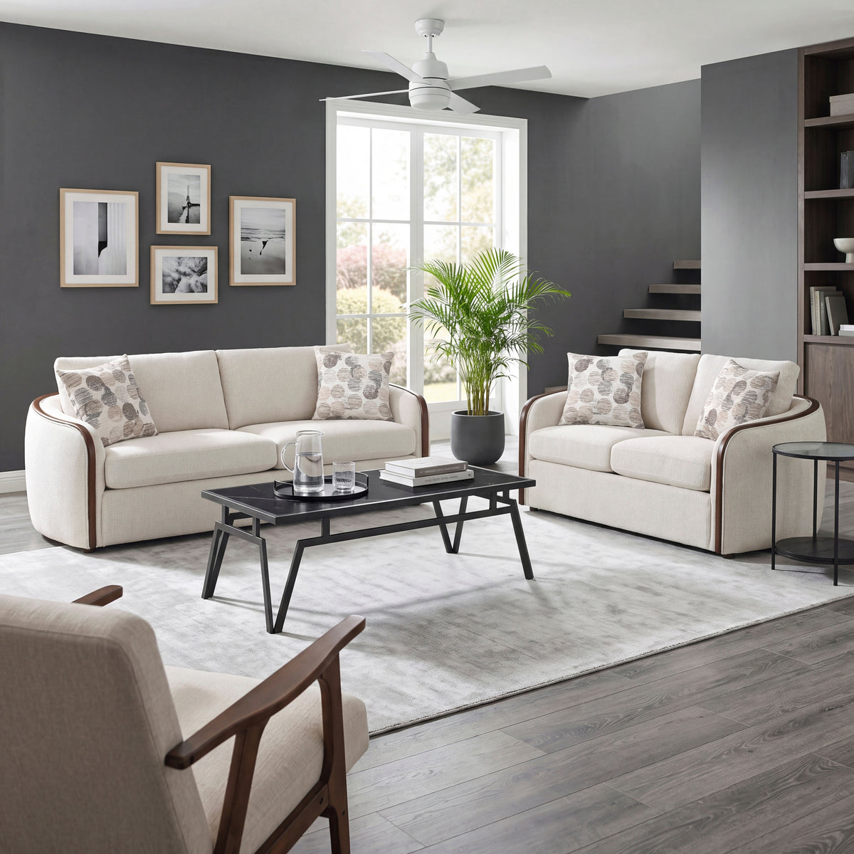 Loom White Loveseat - Ornate Home