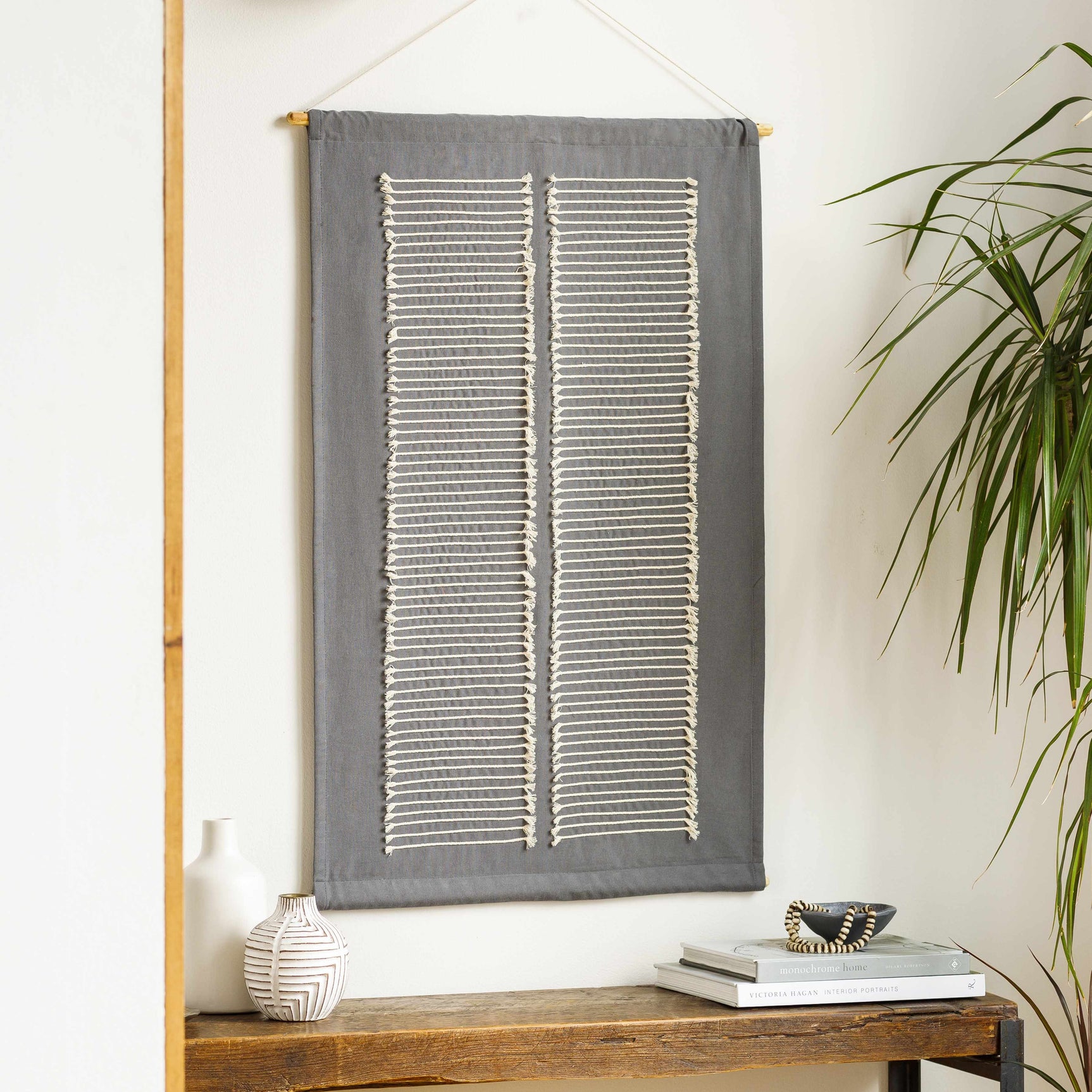 Lopez Navy Cotton Striped Wall Hanging - Ornate Home