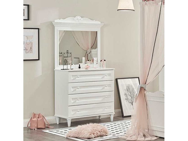 Lora White Teen Room Dresser & Mirror - Ornate Home