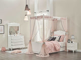 Lora White Canopy Teen Bed with Pink Mosquito Net Set - Ornate Home