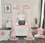 Lora White Canopy Teen Bed with Pink Mosquito Net Set - Ornate Home