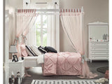 Lora White Canopy Teen Bed with Pink Mosquito Net Set - Ornate Home