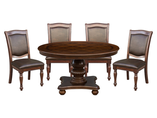 Lordsburg Brown 5-piece Round Dinig Table Set - Ornate Home