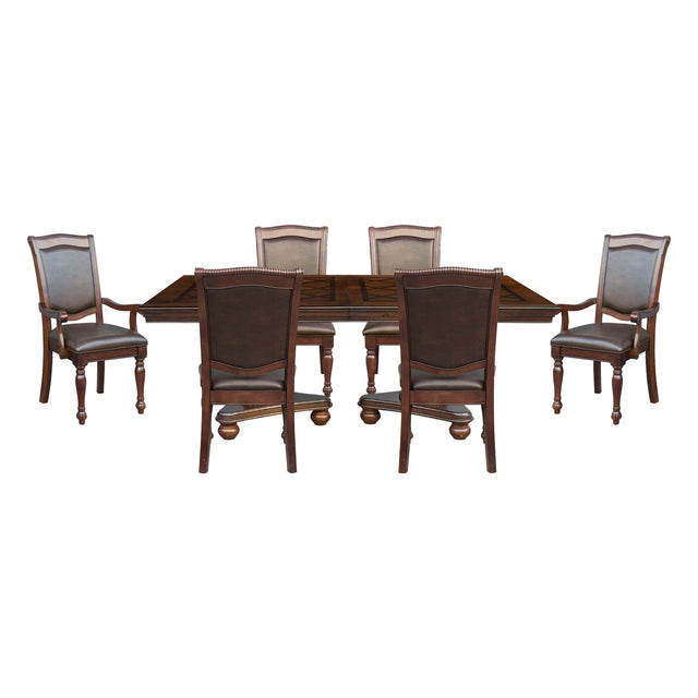 Lordsburg Brown Cherry 7pc Dining Set - Ornate Home