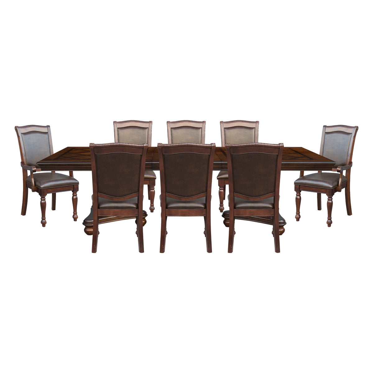 Lordsburg Brown Cherry 9pc Dining Set - Ornate Home