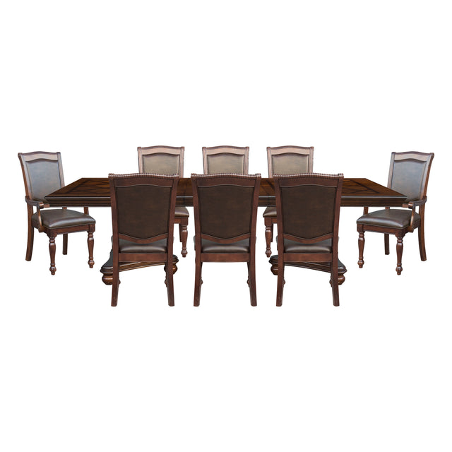 Lordsburg Brown Cherry 9pc Dining Set - Ornate Home