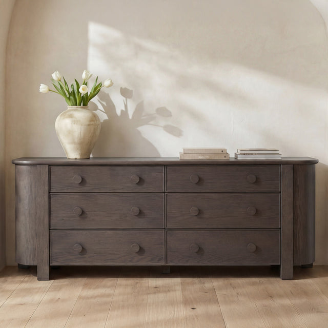 Loren Dark Brown 6 Drawer Dresser - Ornate Home