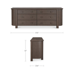 Loren Dark Brown 6 Drawer Dresser - Ornate Home