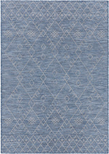 Lorena Blue Flatweave Trellis Outdoor Area Carpet - Clearance - Ornate Home