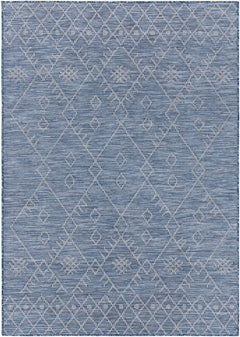 Lorena Blue Flatweave Trellis Outdoor Area Carpet - Clearance - Ornate Home