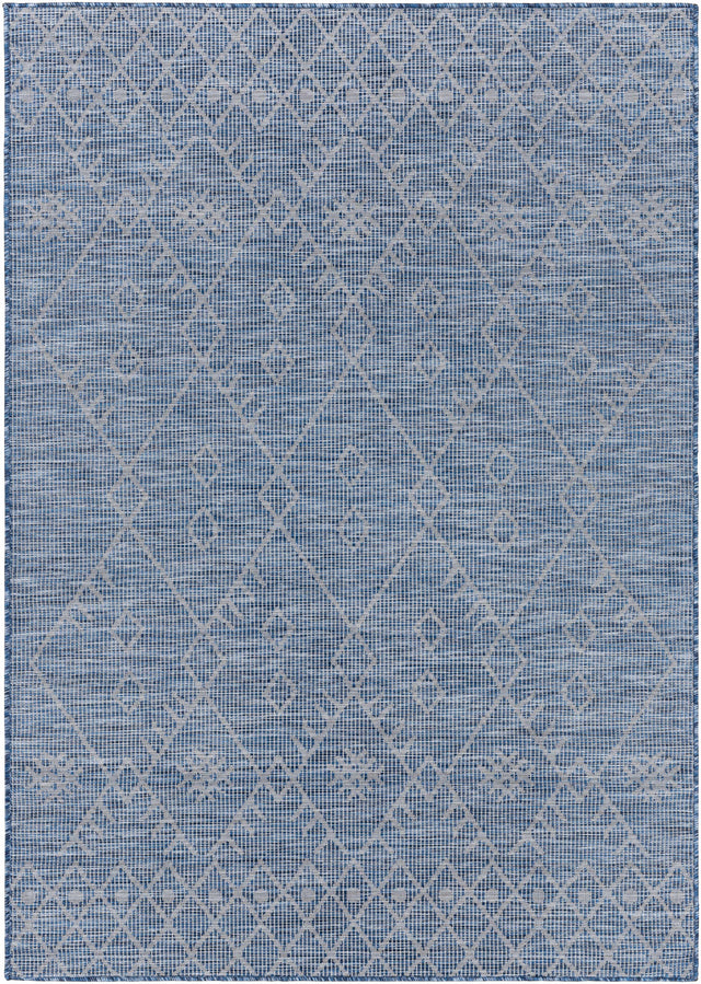 Lorena Blue Flatweave Trellis Outdoor Area Carpet - Clearance - Ornate Home