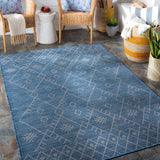 Lorena Blue Flatweave Trellis Outdoor Area Carpet - Clearance - Ornate Home