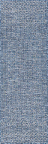Lorena Blue Flatweave Trellis Outdoor Area Carpet - Clearance - Ornate Home