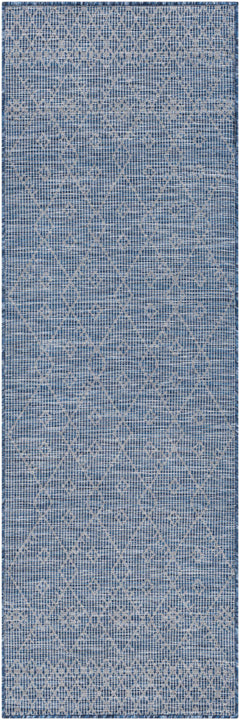 Lorena Blue Flatweave Trellis Outdoor Area Carpet - Clearance - Ornate Home