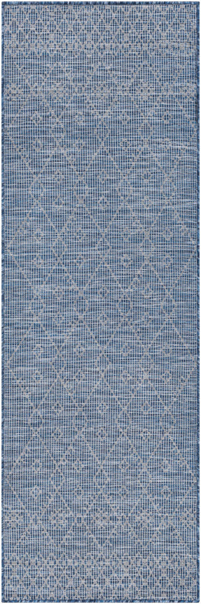 Lorena Blue Flatweave Trellis Outdoor Area Carpet - Clearance - Ornate Home