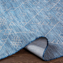 Lorena Blue Flatweave Trellis Outdoor Area Carpet - Clearance - Ornate Home