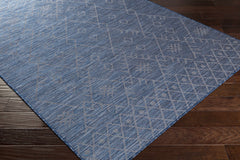 Lorena Blue Flatweave Trellis Outdoor Area Carpet - Clearance - Ornate Home
