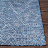 Lorena Blue Flatweave Trellis Outdoor Area Carpet - Clearance - Ornate Home