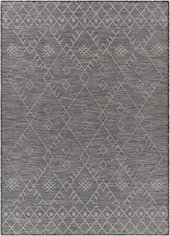 Lorena Charcoal Flatweave Trellis Outdoor Carpet - Clearance - Ornate Home