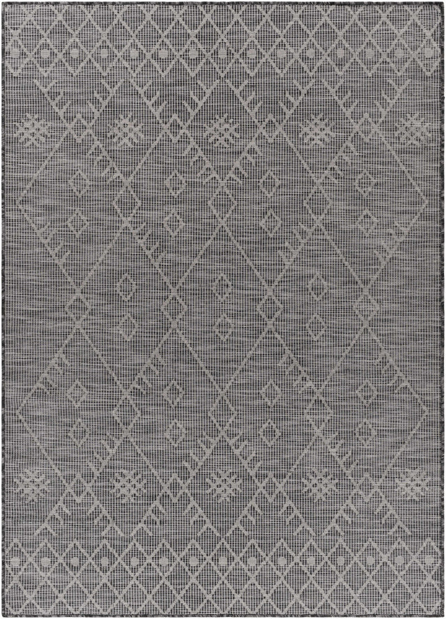 Lorena Charcoal Flatweave Trellis Outdoor Carpet - Clearance - Ornate Home
