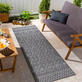 Lorena Charcoal Flatweave Trellis Outdoor Carpet - Clearance - Ornate Home