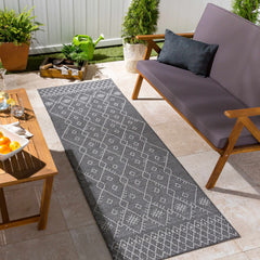 Lorena Charcoal Flatweave Trellis Outdoor Carpet - Clearance - Ornate Home