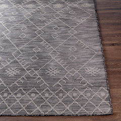 Lorena Charcoal Flatweave Trellis Outdoor Carpet - Clearance - Ornate Home