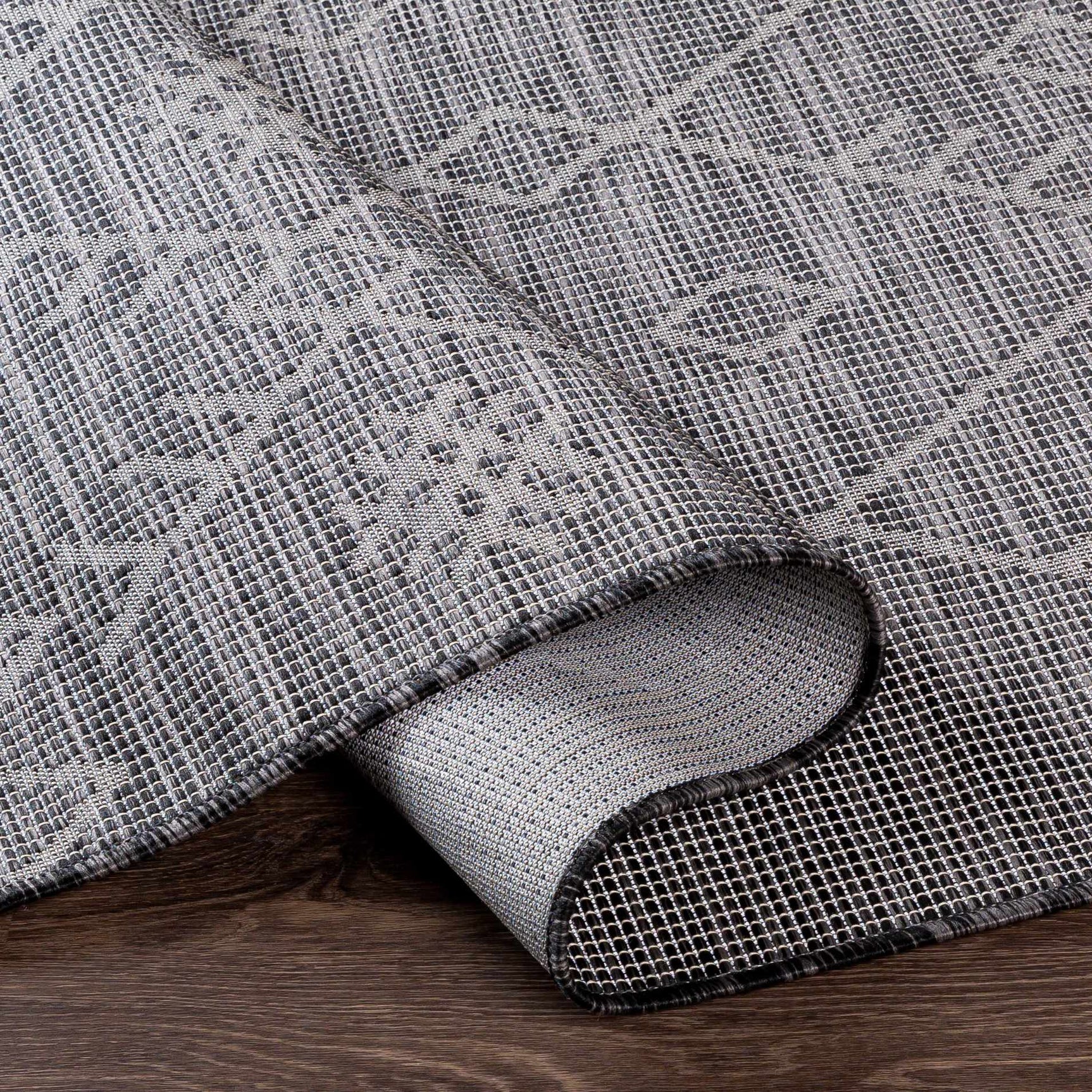 Lorena Charcoal Flatweave Trellis Outdoor Carpet - Clearance - Ornate Home
