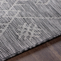 Lorena Charcoal Flatweave Trellis Outdoor Carpet - Clearance - Ornate Home