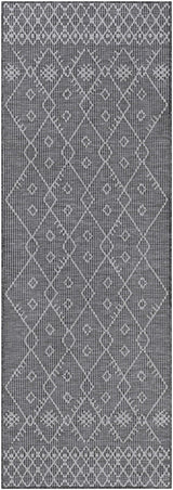 Lorena Charcoal Flatweave Trellis Outdoor Carpet - Clearance - Ornate Home