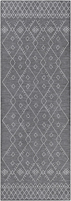Lorena Charcoal Flatweave Trellis Outdoor Carpet - Clearance - Ornate Home