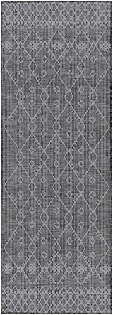 Lorena Charcoal Flatweave Trellis Outdoor Carpet - Clearance - Ornate Home