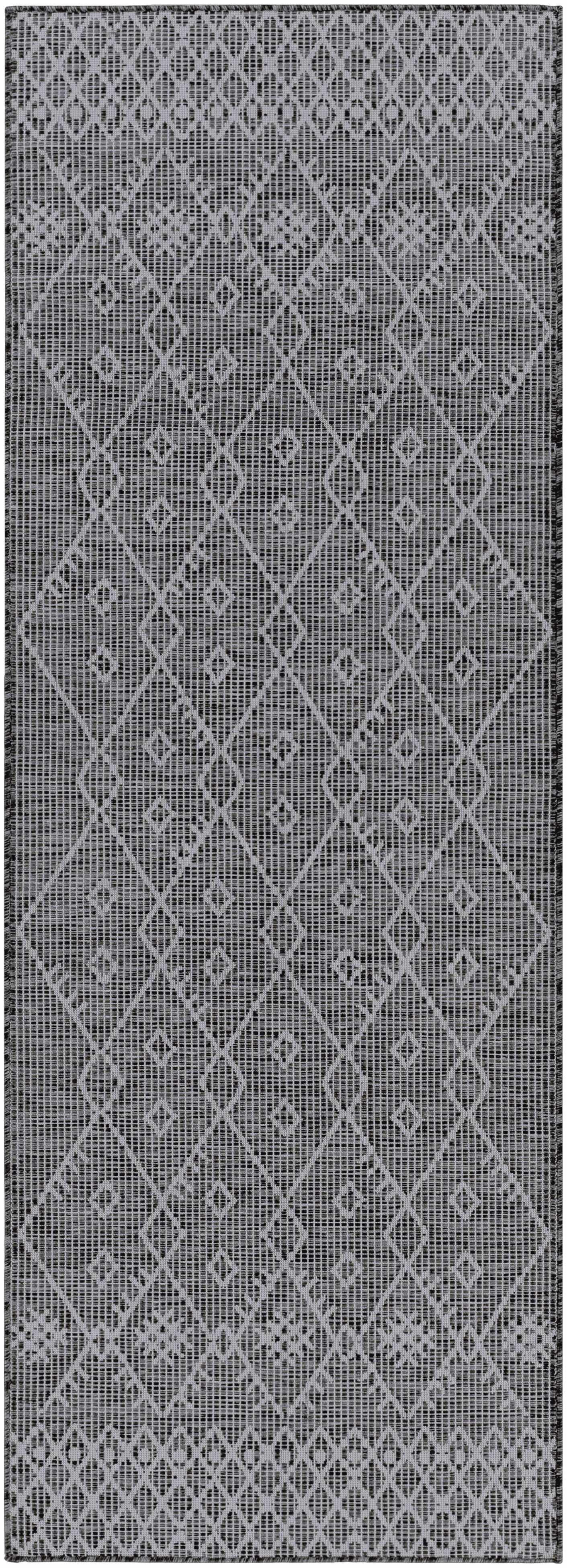 Lorena Charcoal Flatweave Trellis Outdoor Carpet - Clearance - Ornate Home