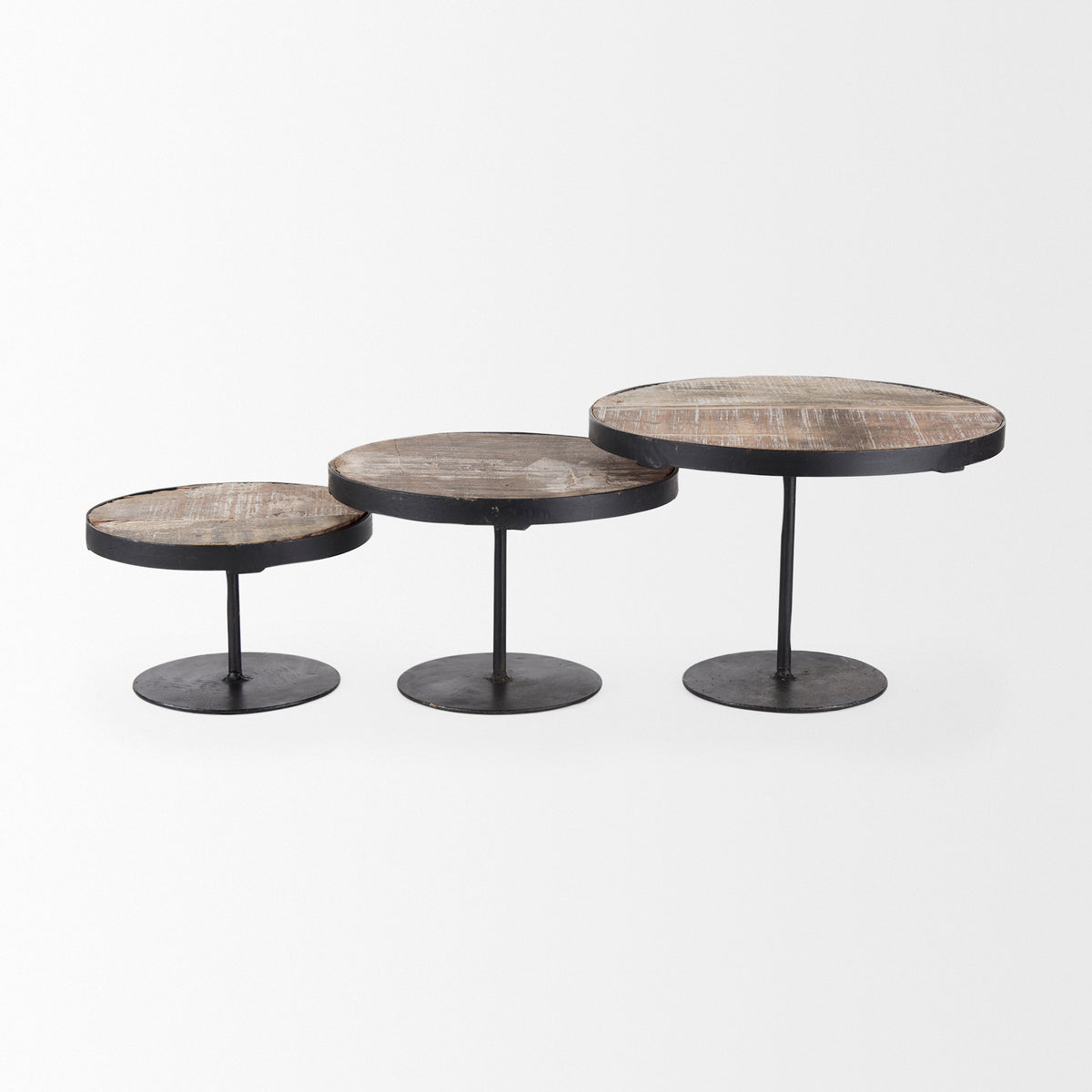 Lorenz Light Brown/Black Wood Round Decorative Display Stands (Set of 3) - Ornate Home