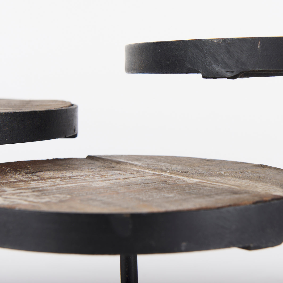 Lorenz Light Brown/Black Wood Round Decorative Display Stands (Set of 3) - Ornate Home