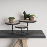 Lorenz Light Brown/Black Wood Round Decorative Display Stands (Set of 3) - Ornate Home