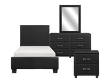 Lorenzi Black 4-piece Twin Bedroom Set - Ornate Home