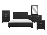 Lorenzi Black 5-Piece Queen Bedroom Set - Ornate Home