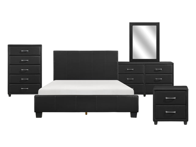 Lorenzi Black 5-Piece Queen Bedroom Set - Ornate Home
