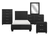 Lorenzi Black 5-Piece Twin Bedroom Set - Ornate Home