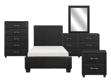 Lorenzi Black 5-Piece Twin Bedroom Set - Ornate Home