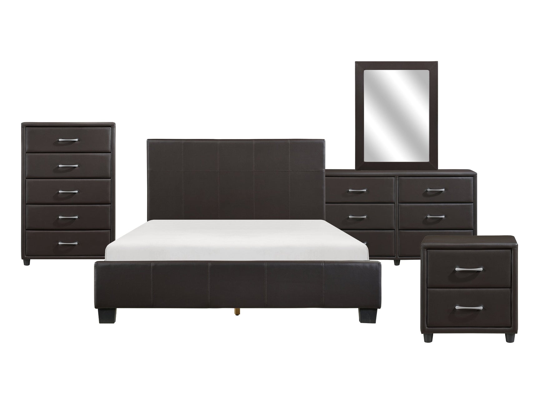 Lorenzi Dark Brown 5-Piece Queen Bedroom Set - Ornate Home