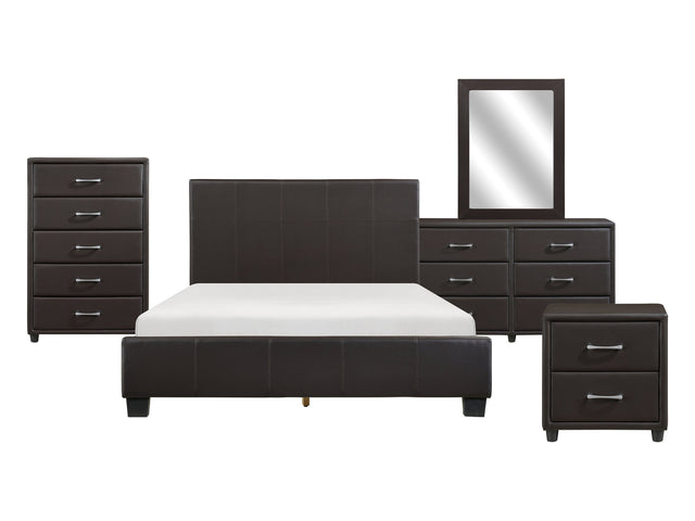 Lorenzi Dark Brown 5-Piece Queen Bedroom Set - Ornate Home