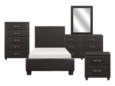 Lorenzi Dark Brown 5-Piece Twin Bedroom Set - Ornate Home