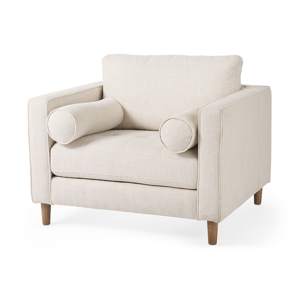 Loretta Cream Fabric Chair with Two Bolster Cushions - Ornate Home