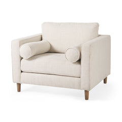Loretta Cream Fabric Chair with Two Bolster Cushions - Ornate Home