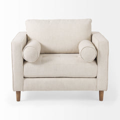 Loretta Cream Fabric Chair with Two Bolster Cushions - Ornate Home