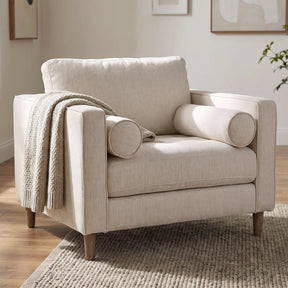 Loretta Cream Fabric Chair with Two Bolster Cushions - Ornate Home