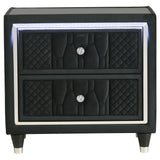 Lorient Black 2-drawer LED Nightstand with USB - Ornate Home